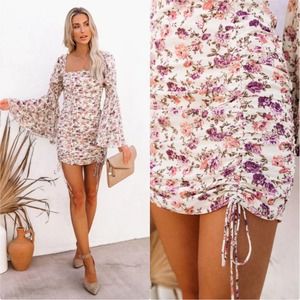 Vici Floral Mini Dress with Bell Sleeves